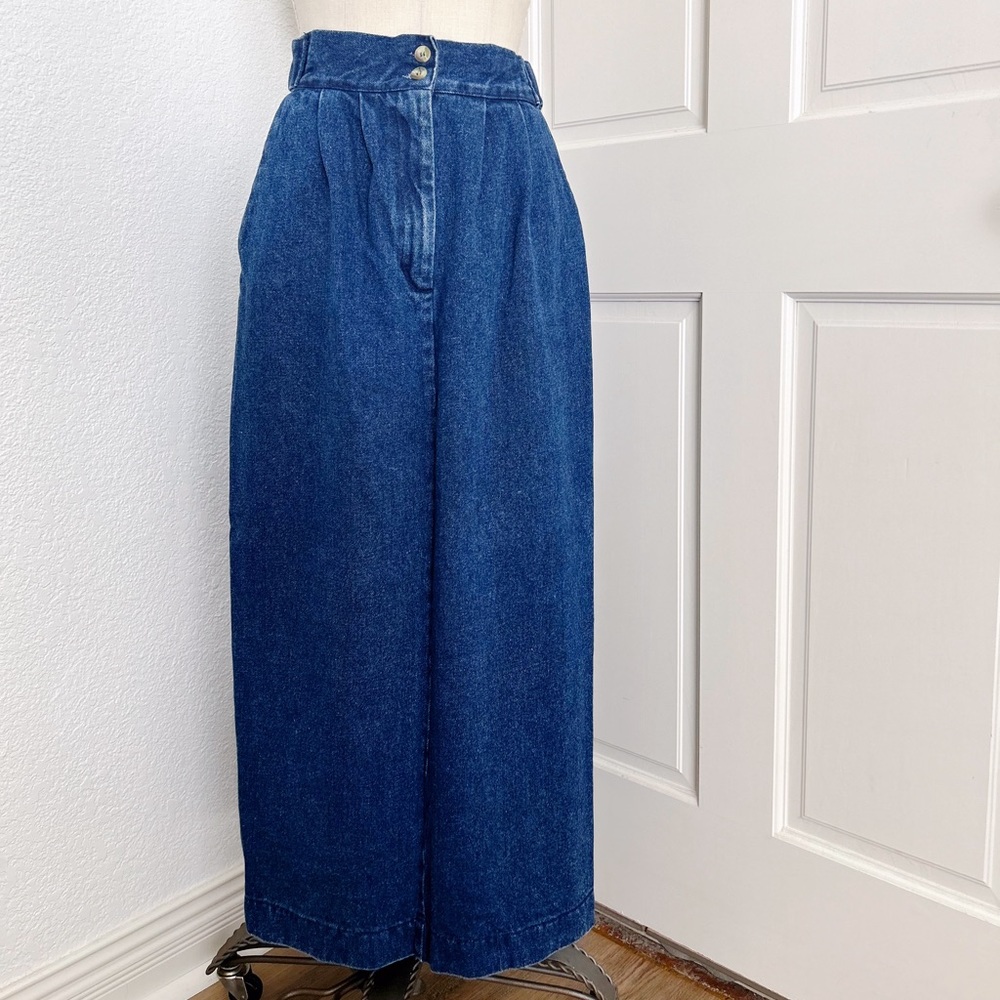 Vintage long denim trouser skirt, 9/10